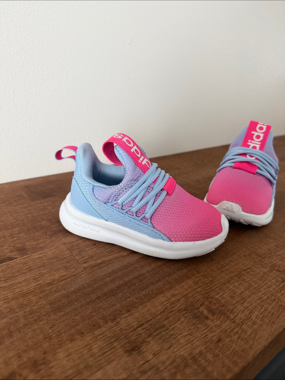 adidas Kids Pink and Light Blue Cloudfoam Sneakers